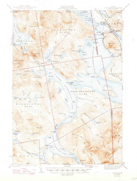 Oquossoc, Maine 1942 (1947) USGS Old Topo Map Reprint 15x15 ME Quad 460705 Oquossoc, Maine 1942 (1947) USGS Old Topo Map Reprint 15x15 ME Quad 460705