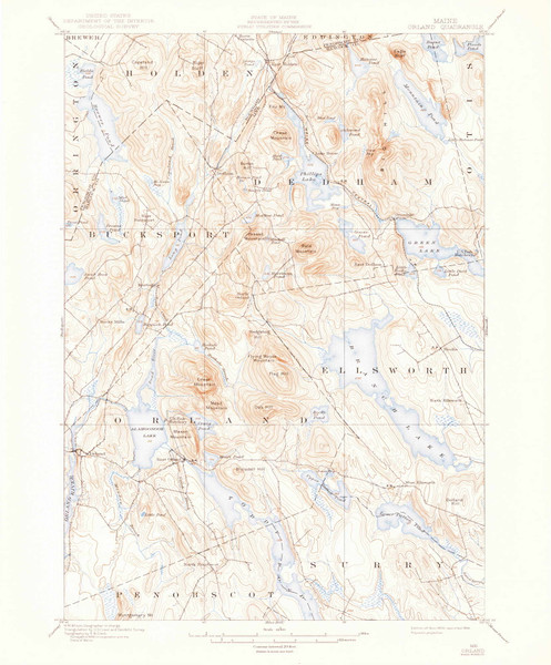 Orland, Maine 1900 (1944) USGS Old Topo Map Reprint 15x15 ME Quad 460711