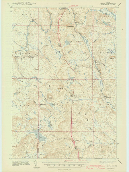 Oxbow, Maine 1942 (1942) USGS Old Topo Map Reprint 15x15 ME Quad 306710