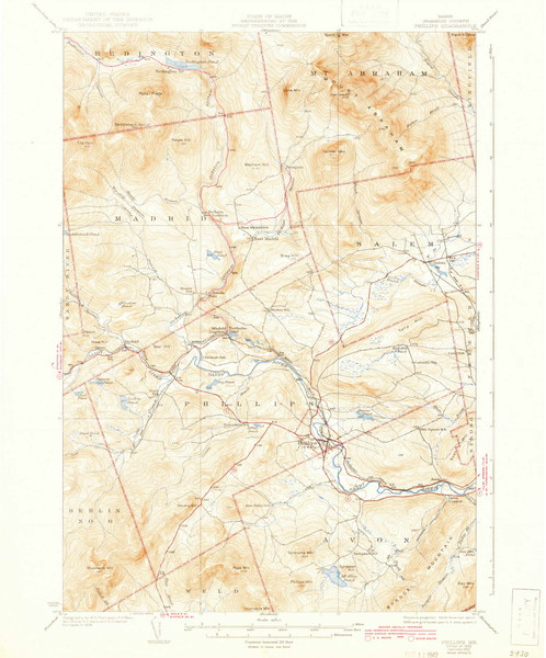 Phillips, Maine 1932 (1942) USGS Old Topo Map Reprint 15x15 ME Quad 460740