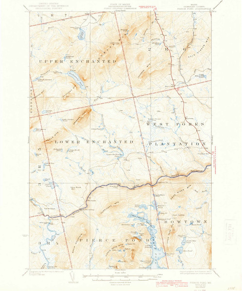 Pierce Pond, Maine 1927 (1944) USGS Old Topo Map Reprint 15x15 ME Quad 460745 Pierce Pond, Maine 1927 (1944) USGS Old Topo Map Reprint 15x15 ME Quad 460745