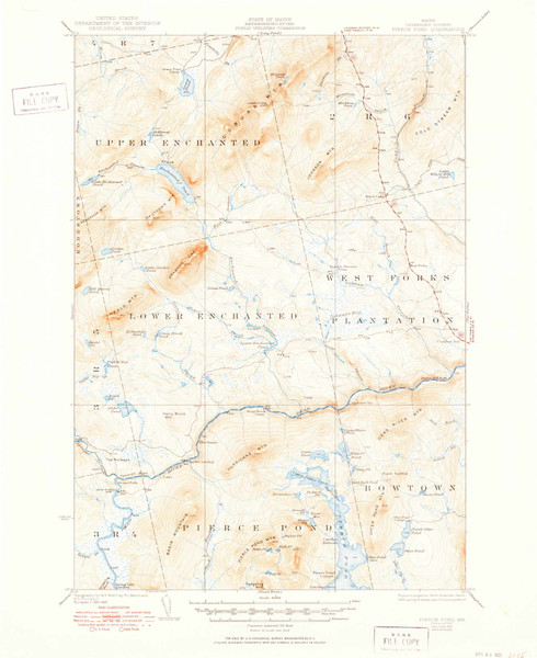 Pierce Pond, Maine 1927 (1951) USGS Old Topo Map Reprint 15x15 ME Quad 460747