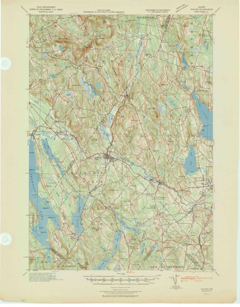 Poland, Maine 1940 (1942) USGS Old Topo Map Reprint 15x15 ME Quad 306723 Poland, Maine 1940 (1942) USGS Old Topo Map Reprint 15x15 ME Quad 306723