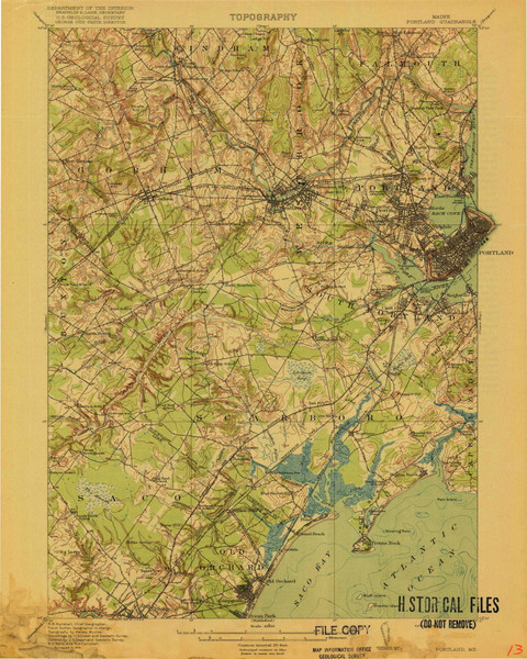 Portland, Maine 1916 (1916) USGS Old Topo Map Reprint 15x15 ME Quad 807636 Portland, Maine 1916 (1916) USGS Old Topo Map Reprint 15x15 ME Quad 807636