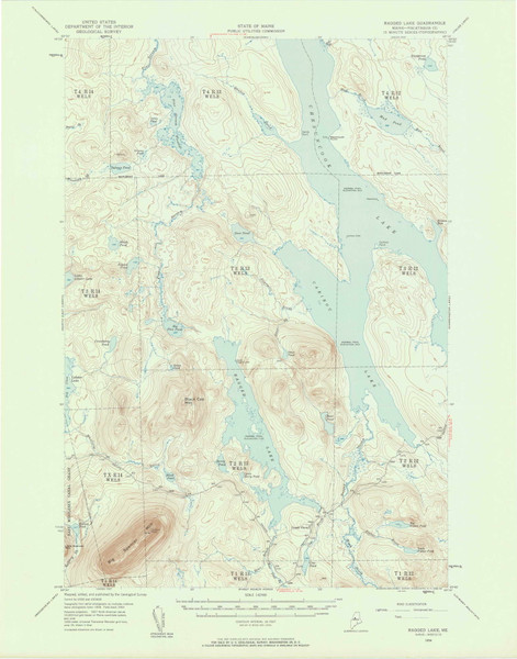 Ragged Lake, Maine 1954 (1958) USGS Old Topo Map Reprint 15x15 ME Quad 306734 Ragged Lake, Maine 1954 (1958) USGS Old Topo Map Reprint 15x15 ME Quad 306734
