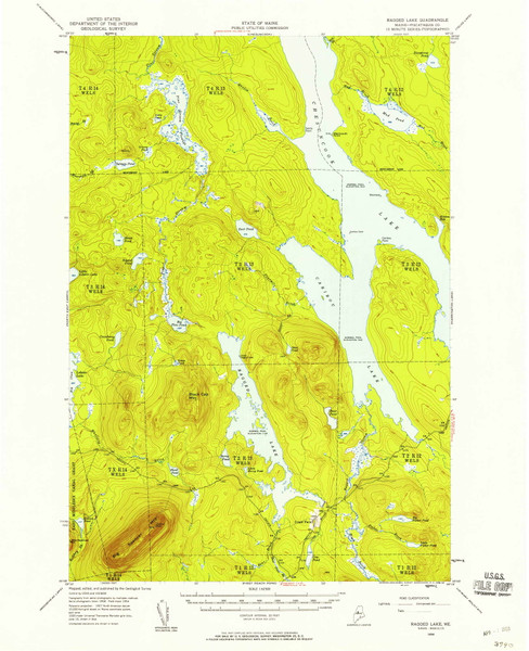 Ragged Lake, Maine 1954 (1958) USGS Old Topo Map Reprint 15x15 ME Quad 460788
