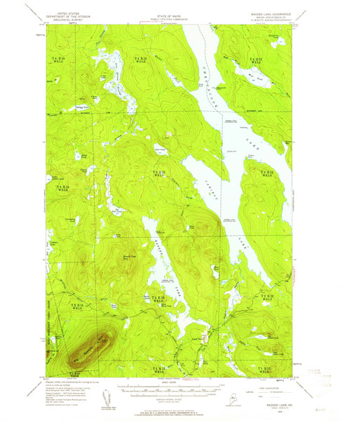 Ragged Lake, Maine 1954 (1961) USGS Old Topo Map Reprint 15x15 ME Quad 460789 Ragged Lake, Maine 1954 (1961) USGS Old Topo Map Reprint 15x15 ME Quad 460789