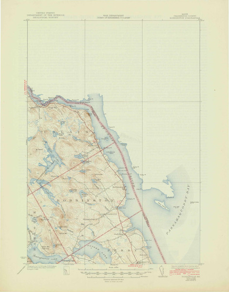 Robbinston, Maine 1931 (1945) USGS Old Topo Map Reprint 15x15 ME Quad 306739