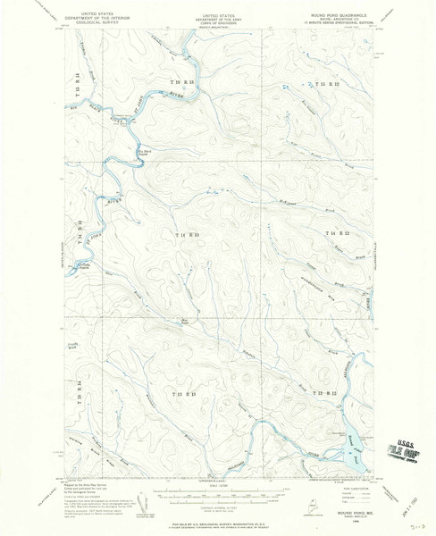 Round Pond, Maine 1955 (1960) USGS Old Topo Map Reprint 15x15 ME Quad 460815