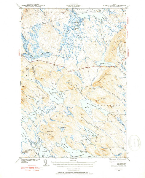 Scraggly Lake, Maine 1941 (1941) USGS Old Topo Map Reprint 15x15 ME Quad 460841 Scraggly Lake, Maine 1941 (1941) USGS Old Topo Map Reprint 15x15 ME Quad 460841