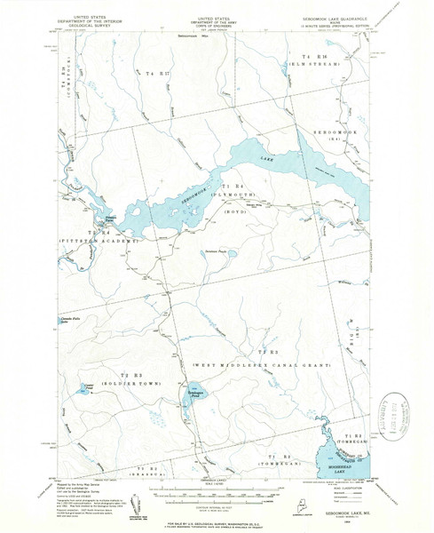 Seboomook Lake, Maine 1954 (1955) USGS Old Topo Map Reprint 15x15 ME Quad 460863