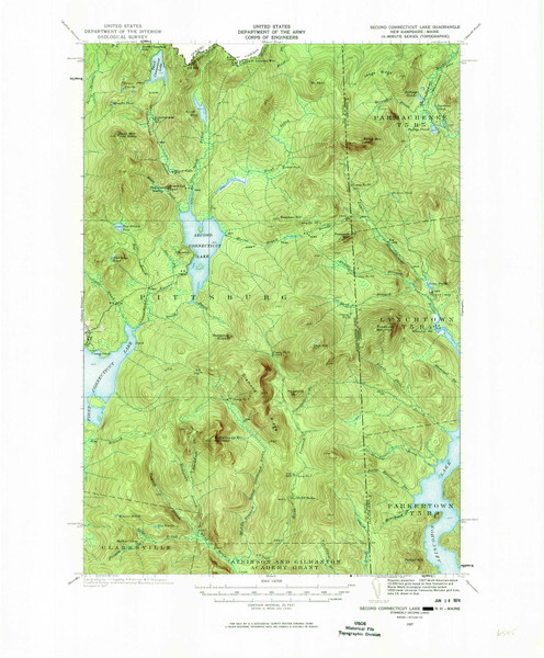 Second Connecticut Lake, New Hampshire 1927 (1974) USGS Old Topo Map Reprint 15x15 ME Quad 330335