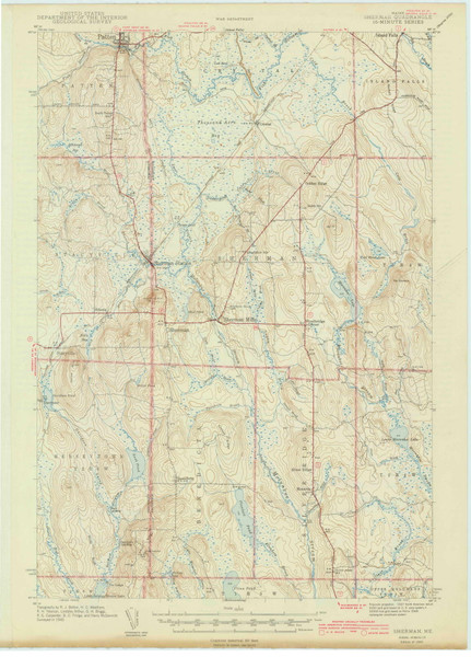 Sherman, Maine 1942 (1942) USGS Old Topo Map Reprint 15x15 ME Quad 306776