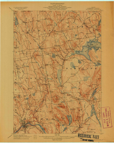 Skowhegan, Maine 1913 (1913) USGS Old Topo Map Reprint 15x15 ME Quad 807673 Skowhegan, Maine 1913 (1913) USGS Old Topo Map Reprint 15x15 ME Quad 807673
