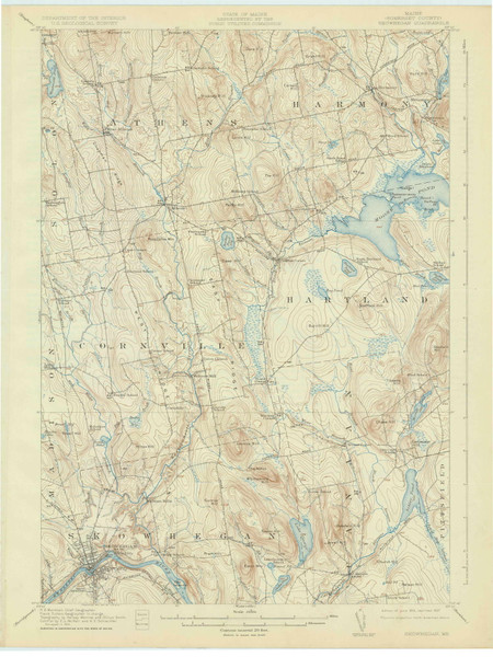 Skowhegan, Maine 1913 (1927) USGS Old Topo Map Reprint 15x15 ME Quad 306783 Skowhegan, Maine 1913 (1927) USGS Old Topo Map Reprint 15x15 ME Quad 306783