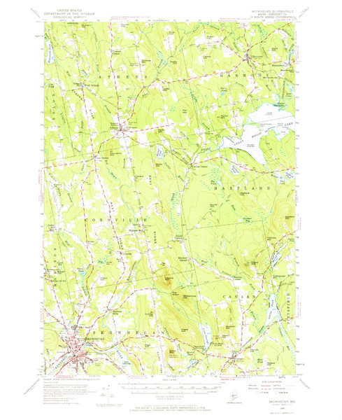 Skowhegan, Maine 1955 (1965) USGS Old Topo Map Reprint 15x15 ME Quad 460876 Skowhegan, Maine 1955 (1965) USGS Old Topo Map Reprint 15x15 ME Quad 460876