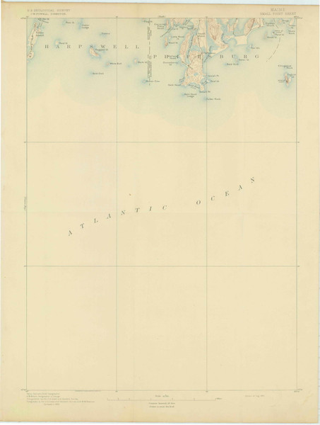 Small Point, Maine 1893 (1893) USGS Old Topo Map Reprint 15x15 ME Quad 306784 Small Point, Maine 1893 (1893) USGS Old Topo Map Reprint 15x15 ME Quad 306784
