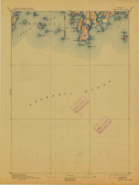 Small Point, Maine 1893 (1913) USGS Old Topo Map Reprint 15x15 ME Quad 807677