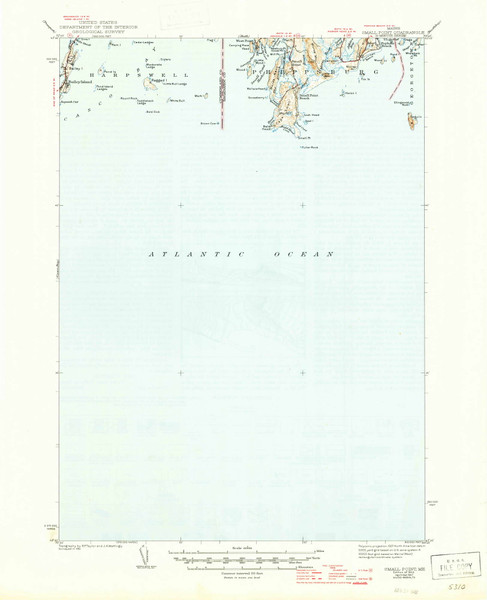 Small Point, Maine 1944 (1947) USGS Old Topo Map Reprint 15x15 ME Quad 460884 Small Point, Maine 1944 (1947) USGS Old Topo Map Reprint 15x15 ME Quad 460884