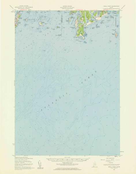 Small Point, Maine 1957 (1960) USGS Old Topo Map Reprint 15x15 ME Quad 306785 Small Point, Maine 1957 (1960) USGS Old Topo Map Reprint 15x15 ME Quad 306785