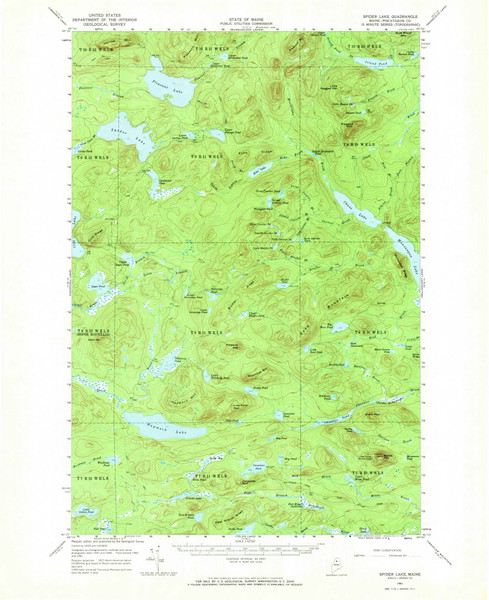 Spider Lake, Maine 1961 (1970) USGS Old Topo Map Reprint 15x15 ME Quad 460905 Spider Lake, Maine 1961 (1970) USGS Old Topo Map Reprint 15x15 ME Quad 460905