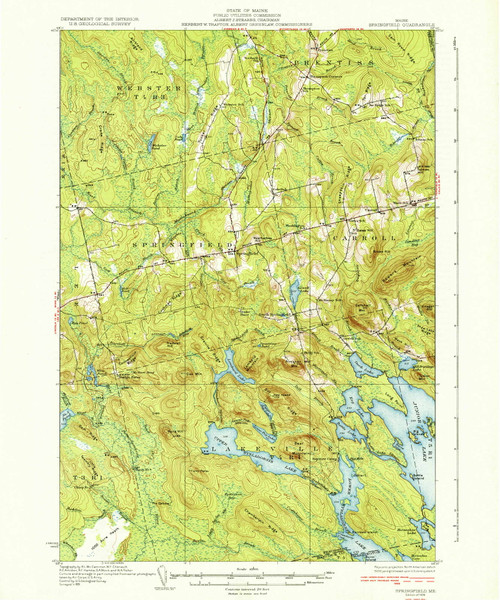 Springfield, Maine 1934 (1934) USGS Old Topo Map Reprint 15x15 ME Quad 460906 Springfield, Maine 1934 (1934) USGS Old Topo Map Reprint 15x15 ME Quad 460906
