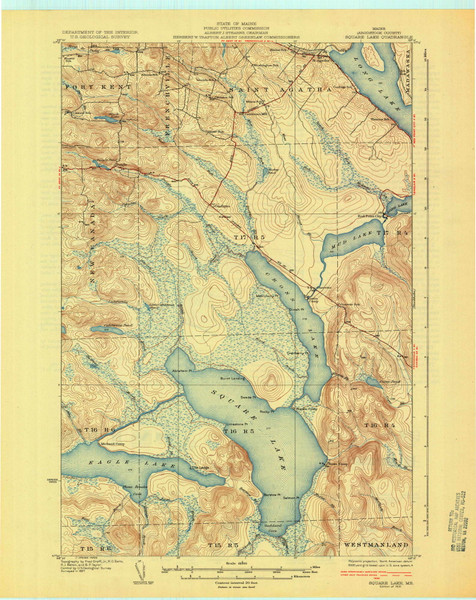Square Lake, Maine 1931 (1931) USGS Old Topo Map Reprint 15x15 ME Quad 807686