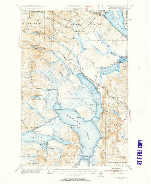 Square Lake, Maine 1953 (1955) USGS Old Topo Map Reprint 15x15 ME Quad 460914 Square Lake, Maine 1953 (1955) USGS Old Topo Map Reprint 15x15 ME Quad 460914