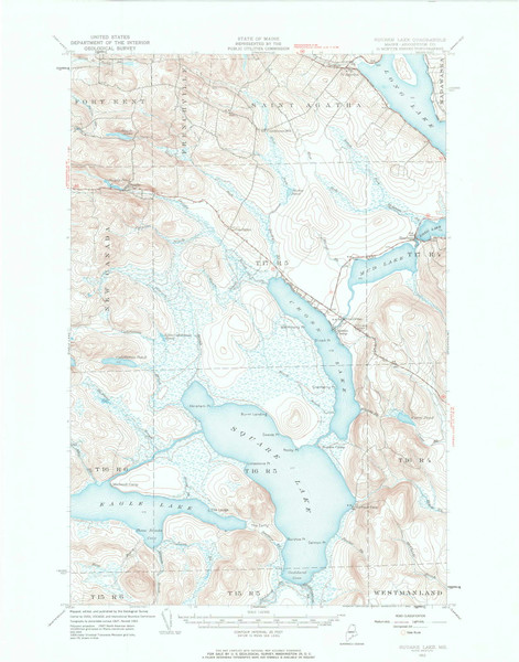 Square Lake, Maine 1953 (1963) USGS Old Topo Map Reprint 15x15 ME Quad 306796 Square Lake, Maine 1953 (1963) USGS Old Topo Map Reprint 15x15 ME Quad 306796