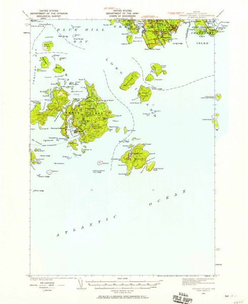 Swans Island, Maine 1943 (1958) USGS Old Topo Map Reprint 15x15 ME Quad 460947 Swans Island, Maine 1943 (1958) USGS Old Topo Map Reprint 15x15 ME Quad 460947