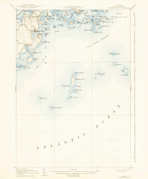 Tenants Harbor, Maine 1906 (1939) USGS Old Topo Map Reprint 15x15 ME Quad 460952 Tenants Harbor, Maine 1906 (1939) USGS Old Topo Map Reprint 15x15 ME Quad 460952