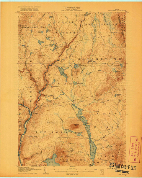 The Forks, Maine 1907 (1918) USGS Old Topo Map Reprint 15x15 ME Quad 807702