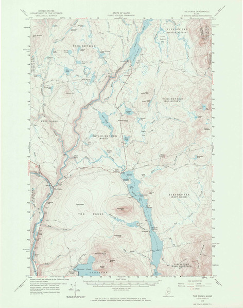 The Forks, Maine 1956 (1970) USGS Old Topo Map Reprint 15x15 ME Quad 306813