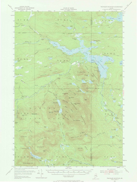 Traveler Mountain, Maine 1955 (1968) USGS Old Topo Map Reprint 15x15 ME Quad 306814 Traveler Mountain, Maine 1955 (1968) USGS Old Topo Map Reprint 15x15 ME Quad 306814