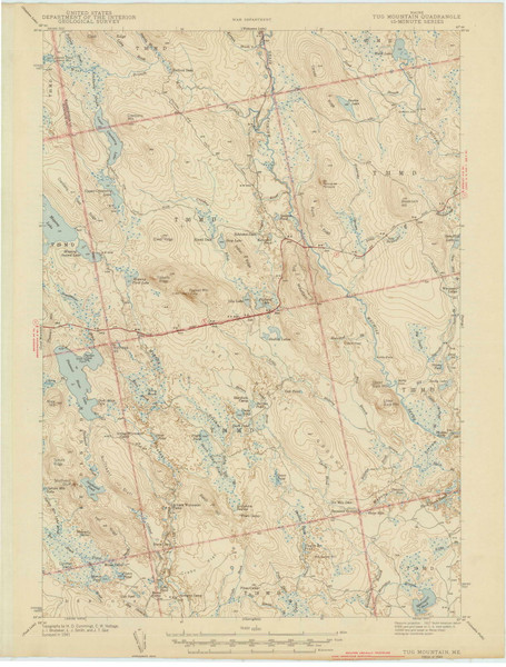 Tug Mountain, Maine 1943 (1943) USGS Old Topo Map Reprint 15x15 ME Quad 306817 Tug Mountain, Maine 1943 (1943) USGS Old Topo Map Reprint 15x15 ME Quad 306817
