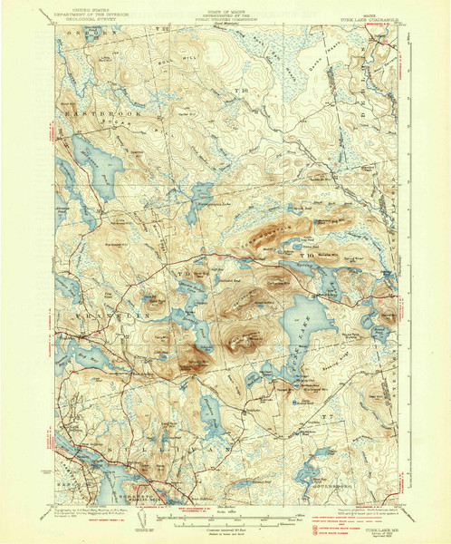 Tunk Lake, Maine 1932 (1939) USGS Old Topo Map Reprint 15x15 ME Quad 460969 Tunk Lake, Maine 1932 (1939) USGS Old Topo Map Reprint 15x15 ME Quad 460969