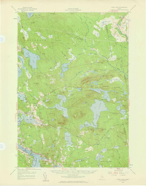 Tunk Lake, Maine 1957 (1959) USGS Old Topo Map Reprint 15x15 ME Quad 306819