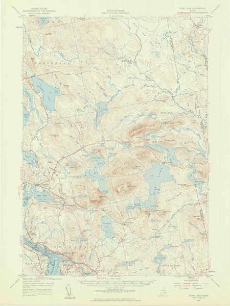 Tunk Lake, Maine 1957 (1959) USGS Old Topo Map Reprint 15x15 ME Quad 306820