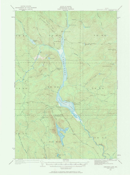 Umsaskis Lake, Maine 1932 (1966) USGS Old Topo Map Reprint 15x15 ME Quad 306821