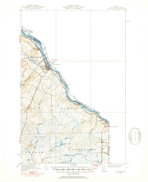 Van Buren, Maine 1951 (1951) USGS Old Topo Map Reprint 15x15 ME Quad 460983 Van Buren, Maine 1951 (1951) USGS Old Topo Map Reprint 15x15 ME Quad 460983