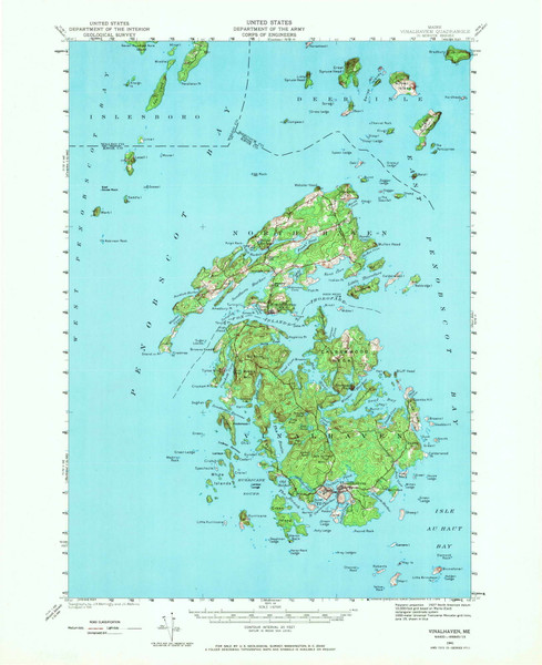 Vinalhaven, Maine 1941 (1970) USGS Old Topo Map Reprint 15x15 ME Quad 460997