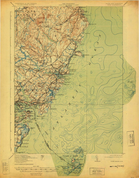 York, Maine 1920 (1925) USGS Old Topo Map Reprint 15x15 ME Quad 807742