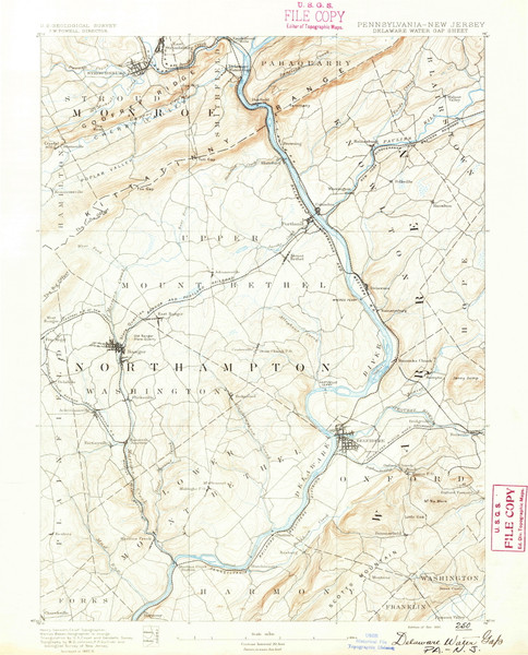 Delaware Watergap, New Jersey 1891 USGS Old Topo Map 15x15 NJ Quad Delaware Watergap, New Jersey 1891 USGS Old Topo Map 15x15 NJ Quad