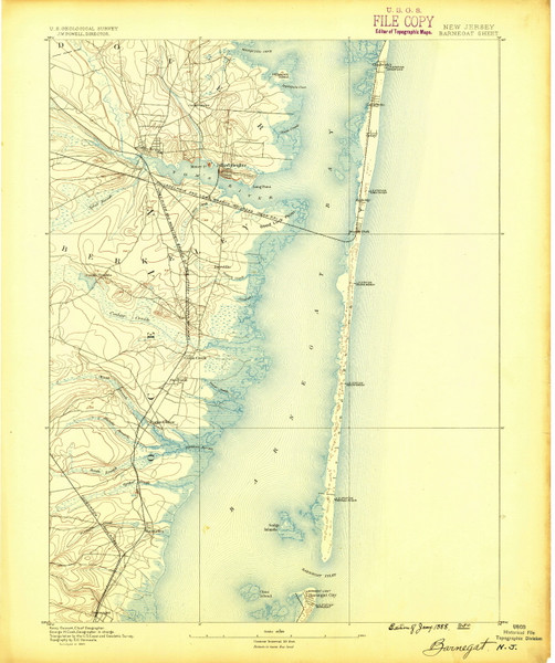Barnegat, New Jersey 1888 A USGS Old Topo Map 15x15 NJ Quad