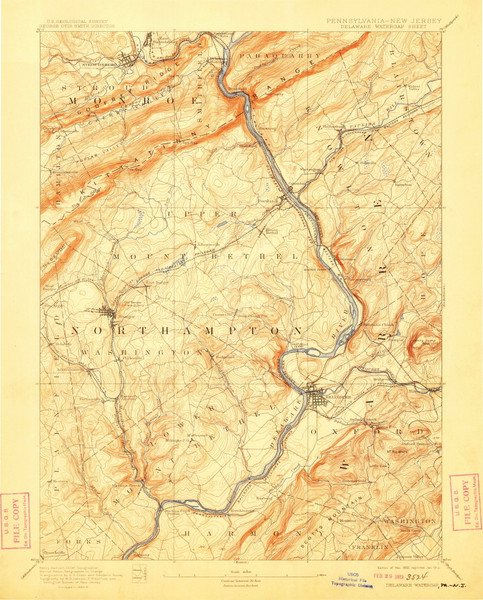Delaware Watergap, New Jersey 1893 (1913) USGS Old Topo Map 15x15 NJ Quad