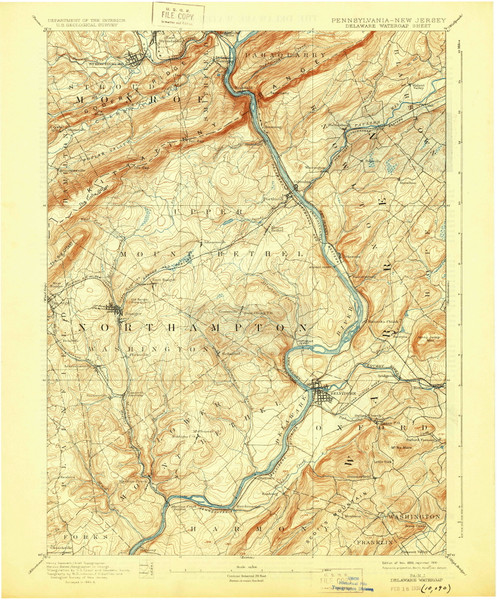 Delaware Watergap, New Jersey 1893 (1930) USGS Old Topo Map 15x15 NJ Quad