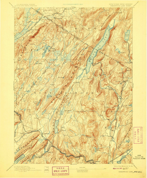 Greenwood Lake, New Jersey 1903 (1909) USGS Old Topo Map 15x15 NJ Quad