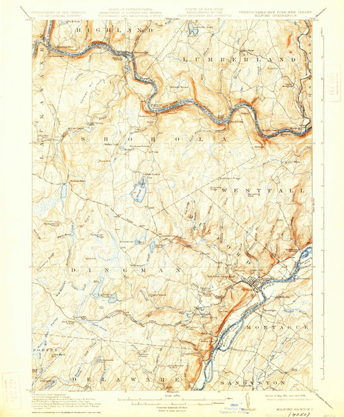 Milford, New Jersey 1915 (1926) USGS Old Topo Map 15x15 NJ Quad