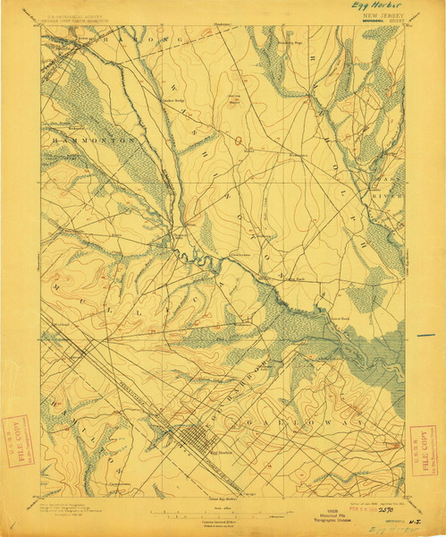 Mullica, New Jersey 1898 (1912) B USGS Old Topo Map 15x15 NJ Quad