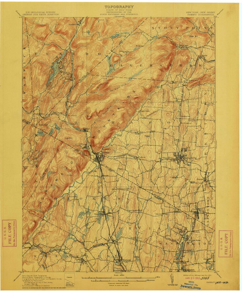 Ramapo, New Jersey 1910 (1912) USGS Old Topo Map 15x15 NJ Quad
